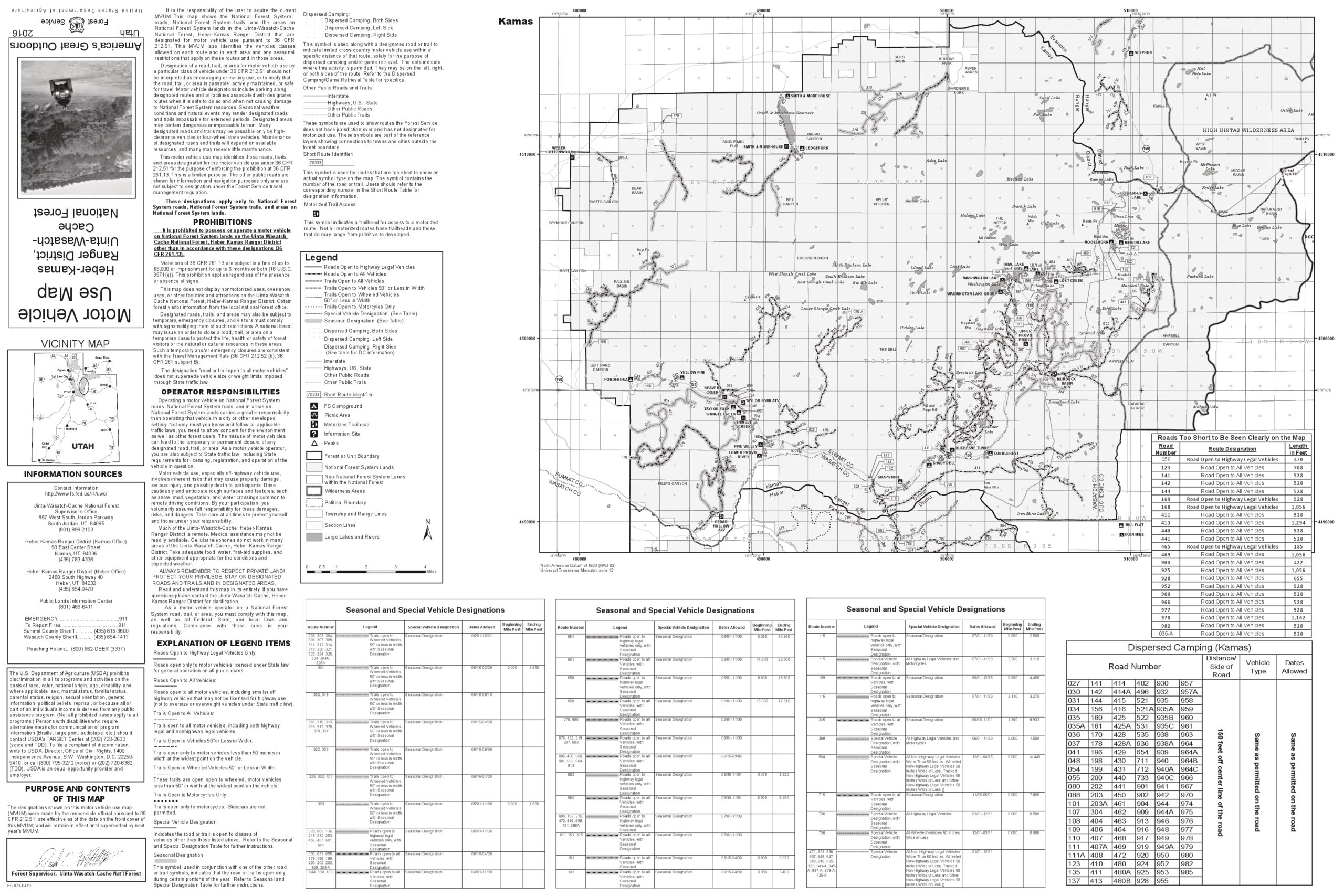 Heber-Kamas Ranger District Motor Vehicle Use Map 2016-1