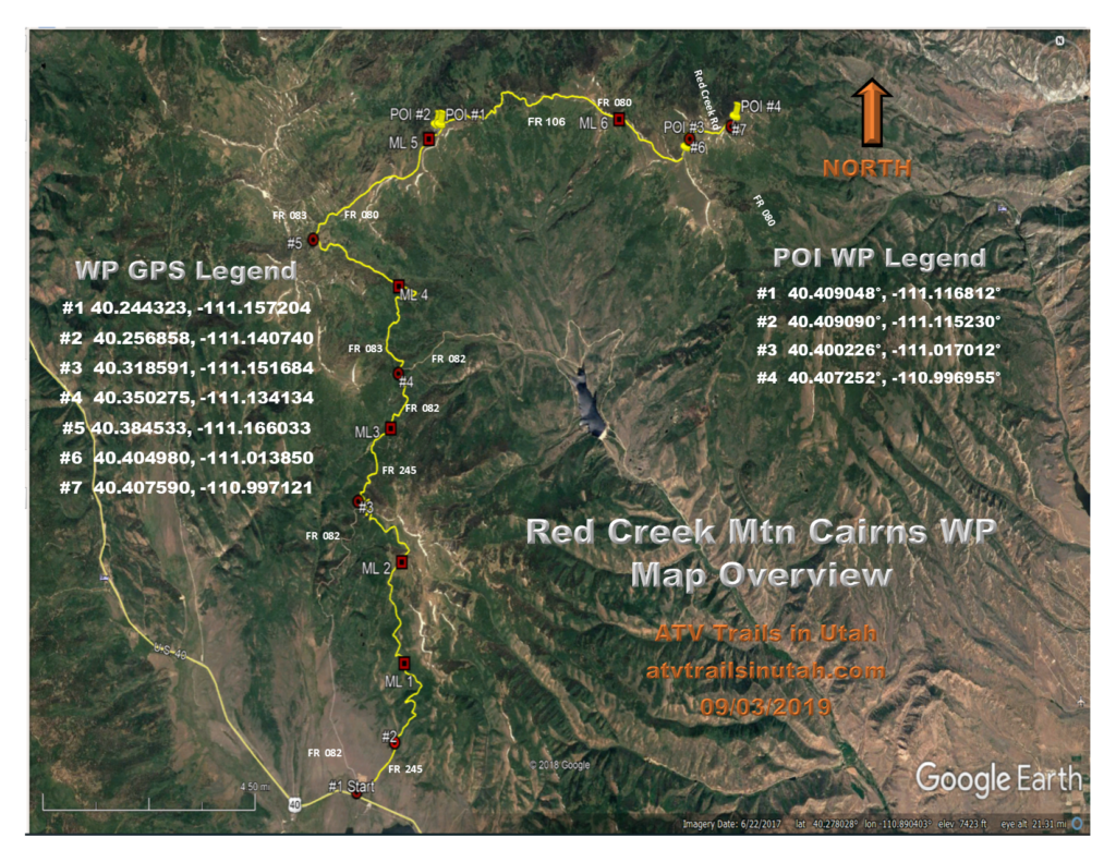 Red Creek Mountain WP Map - Overview - ATVTrailsInUtah.com